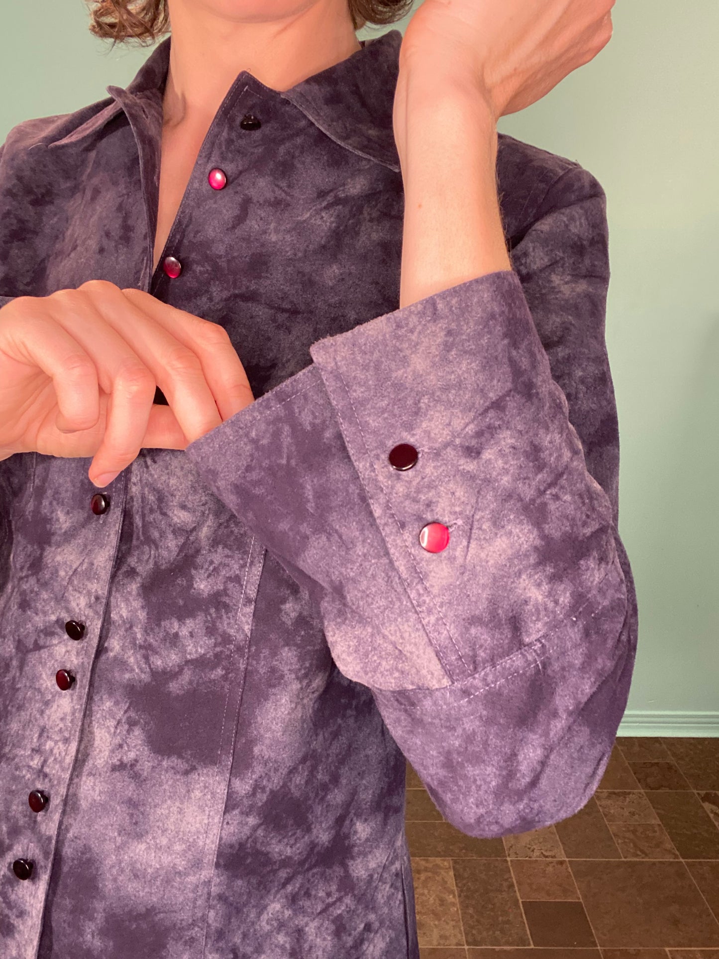 VINTAGE 90'S "OPTION ELLE" FAUX-SUEDE BUTTON DOWN SHIRT