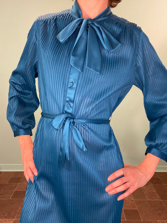 VINTAGE 70S/80S TURQUIOSE COLLARED DRESS