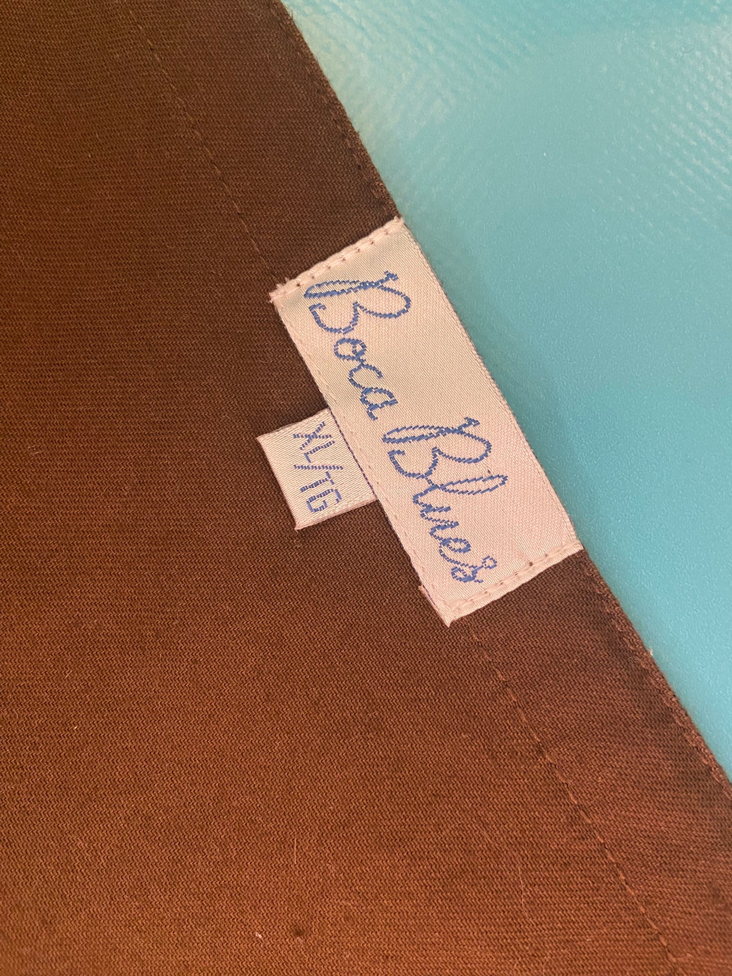 VINTAGE 90S "BOCA BLUES" BROWN SHIRT/VEST %100 COTTON