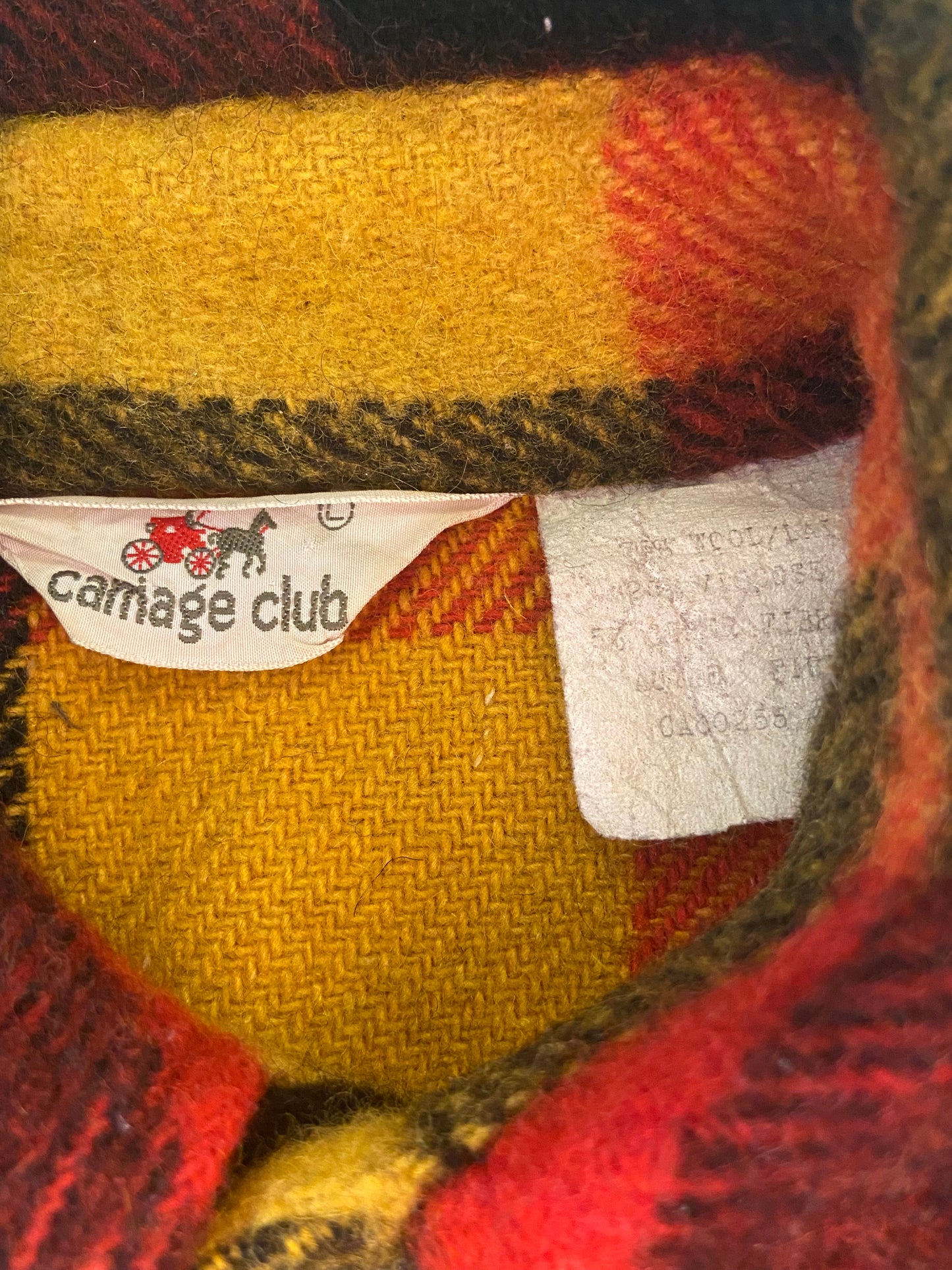 VINTAGE %100 WOOL "CARRIAGE CLUB" PLAID LUMBERJACK SHIRT