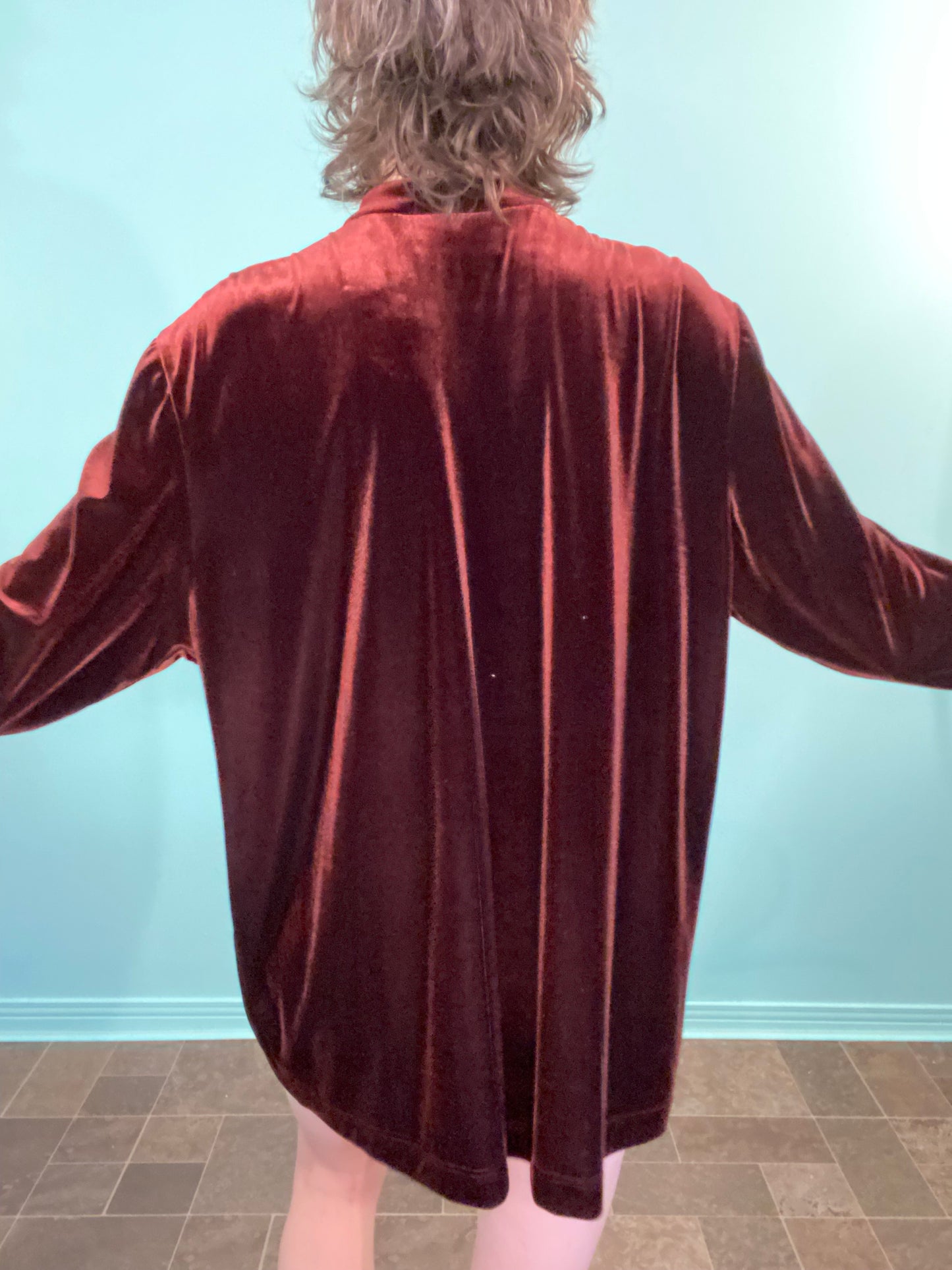 VINTAGE 90S "MICHEAL ANTONI STUDIO" STRETCH VELVET LONG SLEEVE SHIRT