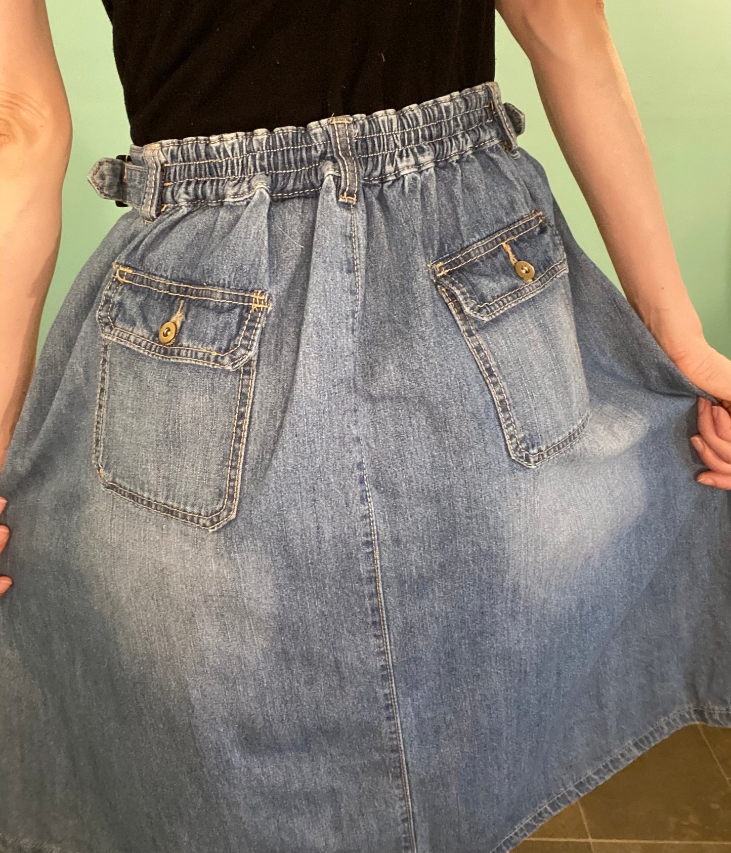 VINTAGE Y2K PLEATED DENIM SKIRT