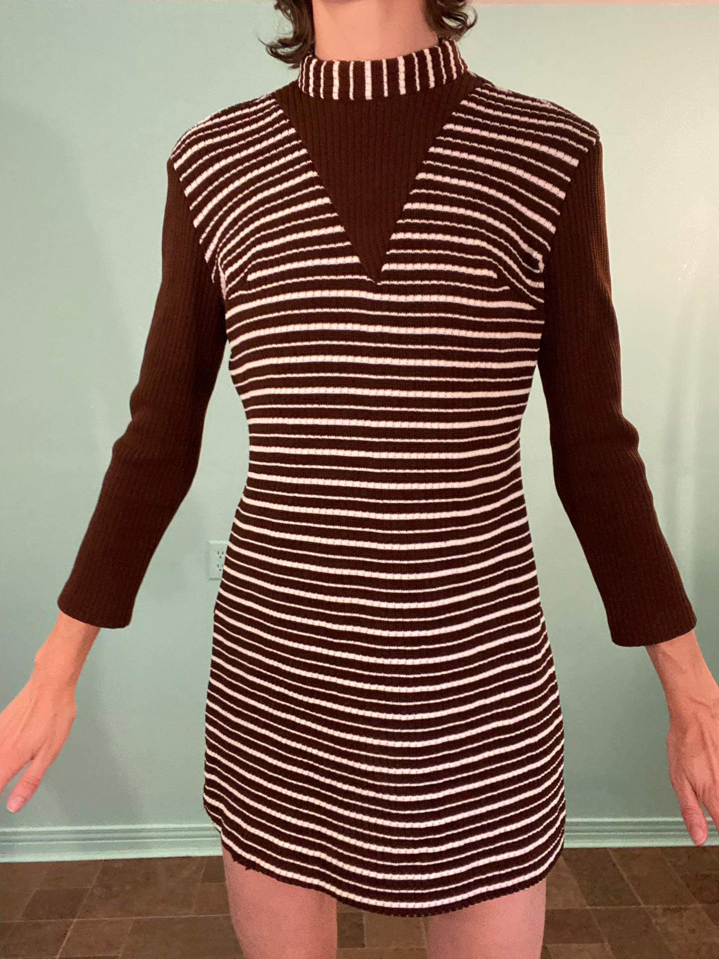 VINTAGE 70'S STRIPEY STRETCHY MINI DRESS
