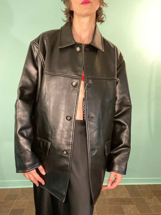 MID 2000'S BLACK LEATHER JACKET ***NEW WITH TAGS
