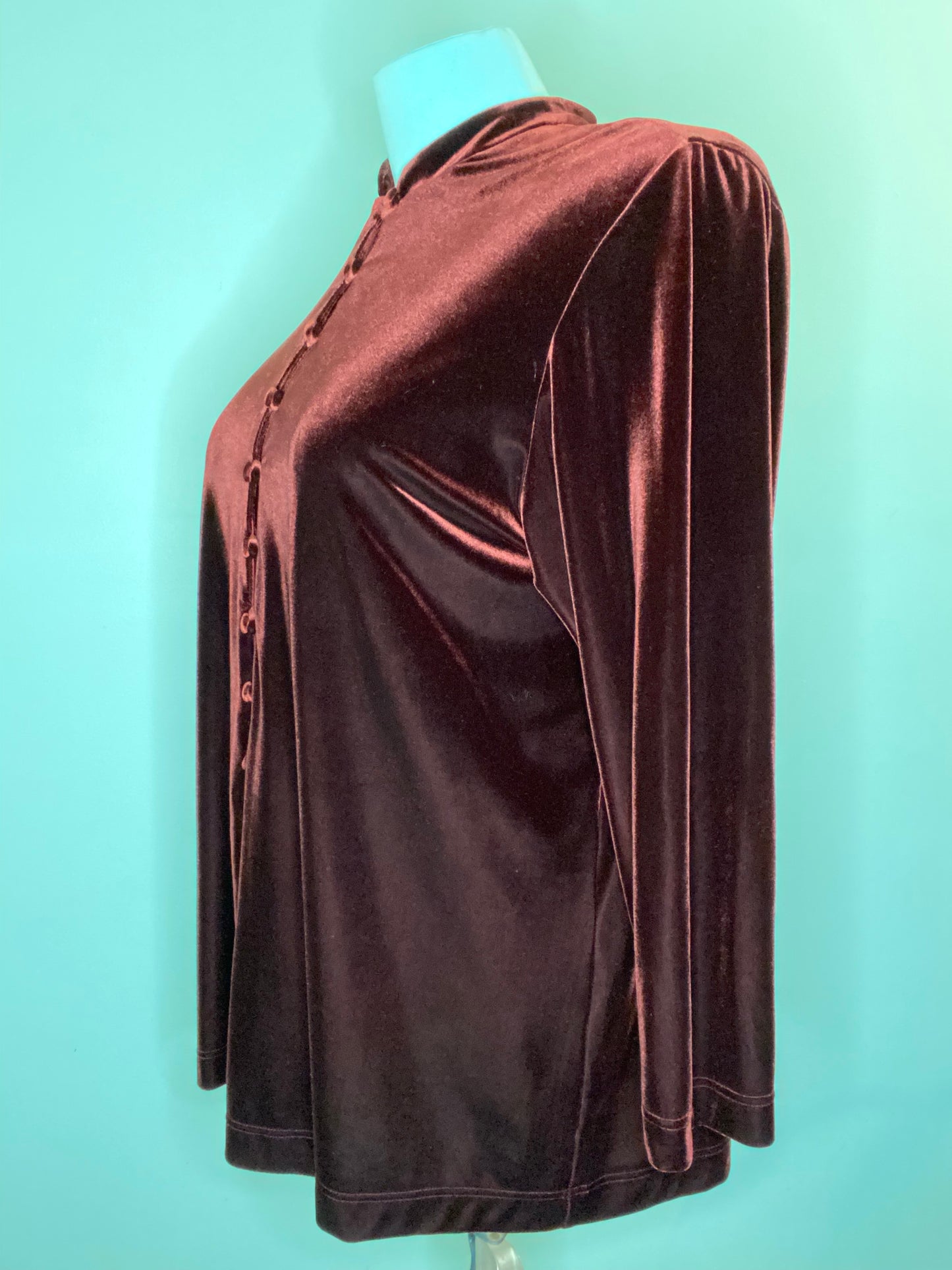 VINTAGE 90S "MICHEAL ANTONI STUDIO" STRETCH VELVET LONG SLEEVE SHIRT