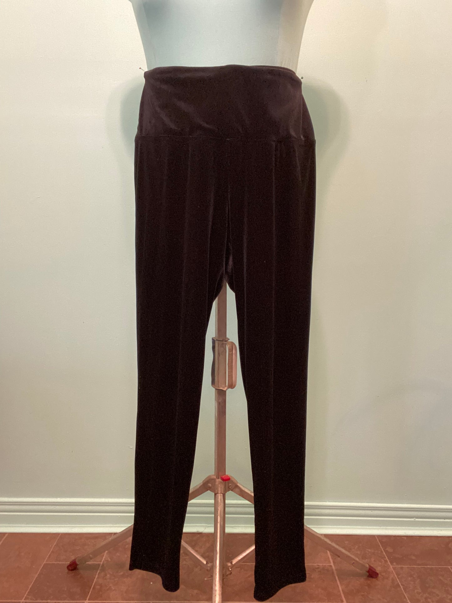 90S "ATHENA MARIE" BLACK STRETCH VELVET PANTS