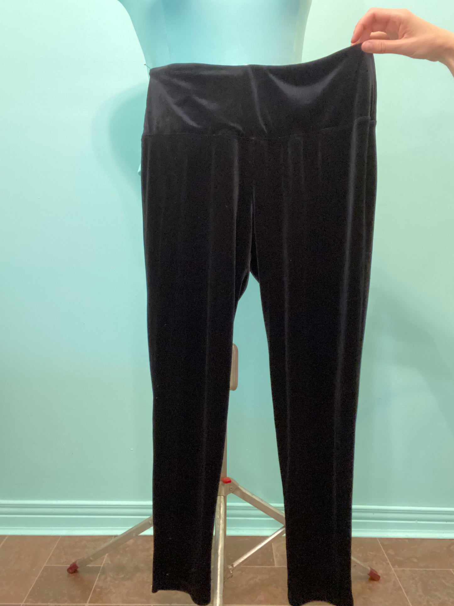 90S "ATHENA MARIE" BLACK STRETCH VELVET PANTS