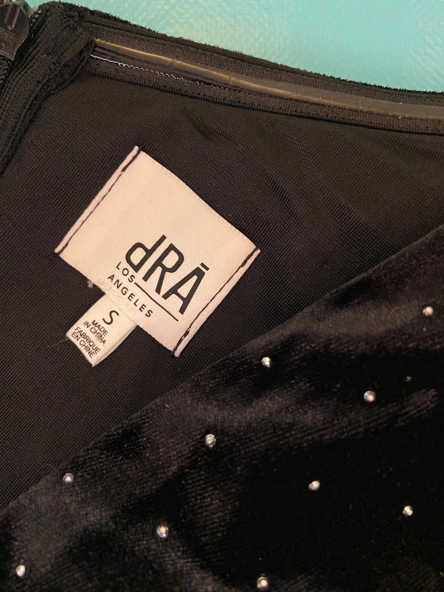 VELVET AND TINY RHINESTONE OFF THE SHOULDER TOP