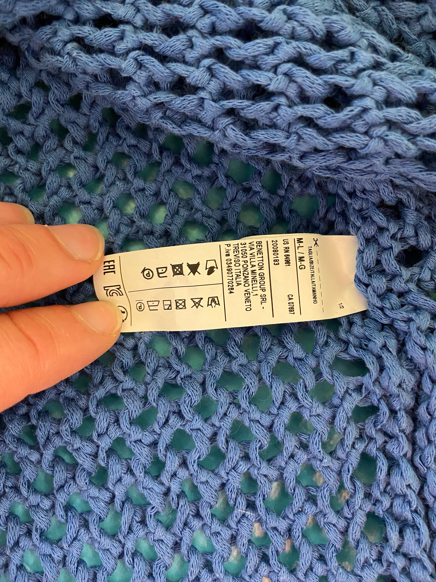 "UNITED COLOURS OF BENETTON" FRINGED BLUE CAPE