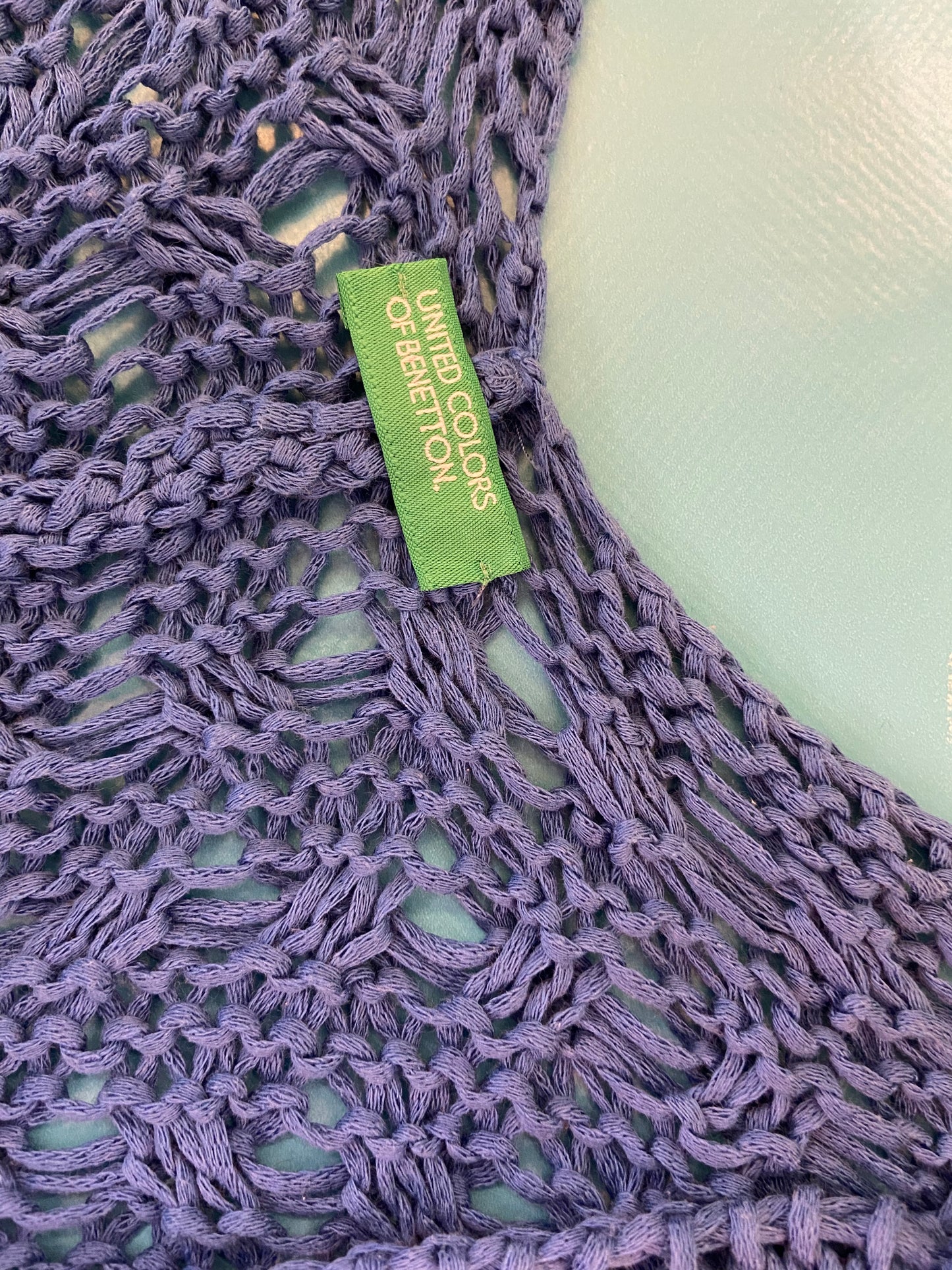 "UNITED COLOURS OF BENETTON" FRINGED BLUE CAPE