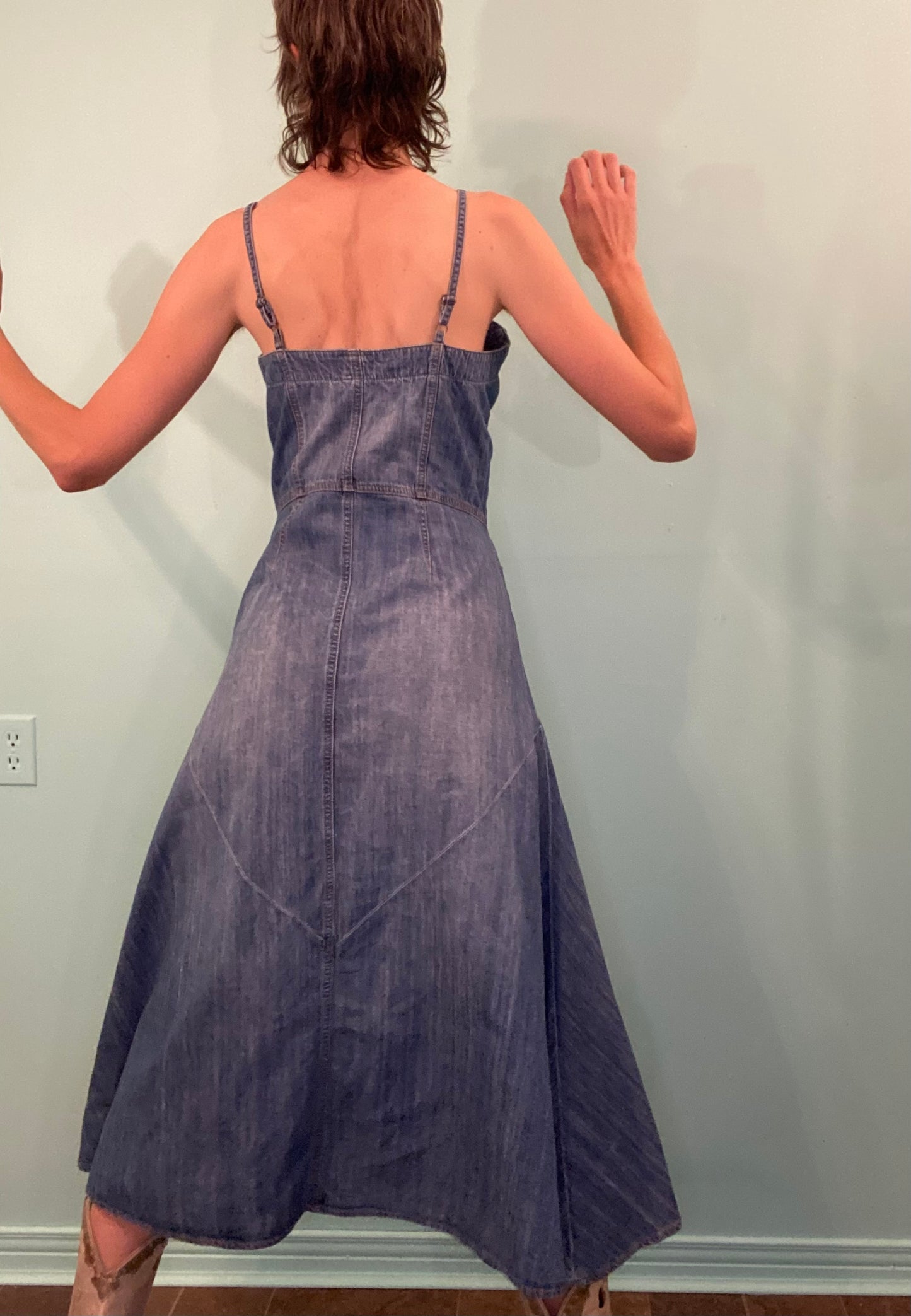 "DRIFTWOOD" BUTTON FRONT DENIM COWGIRL DRESS