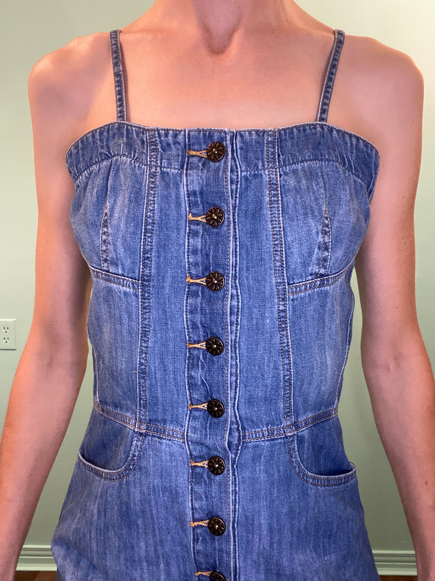 "DRIFTWOOD" BUTTON FRONT DENIM COWGIRL DRESS