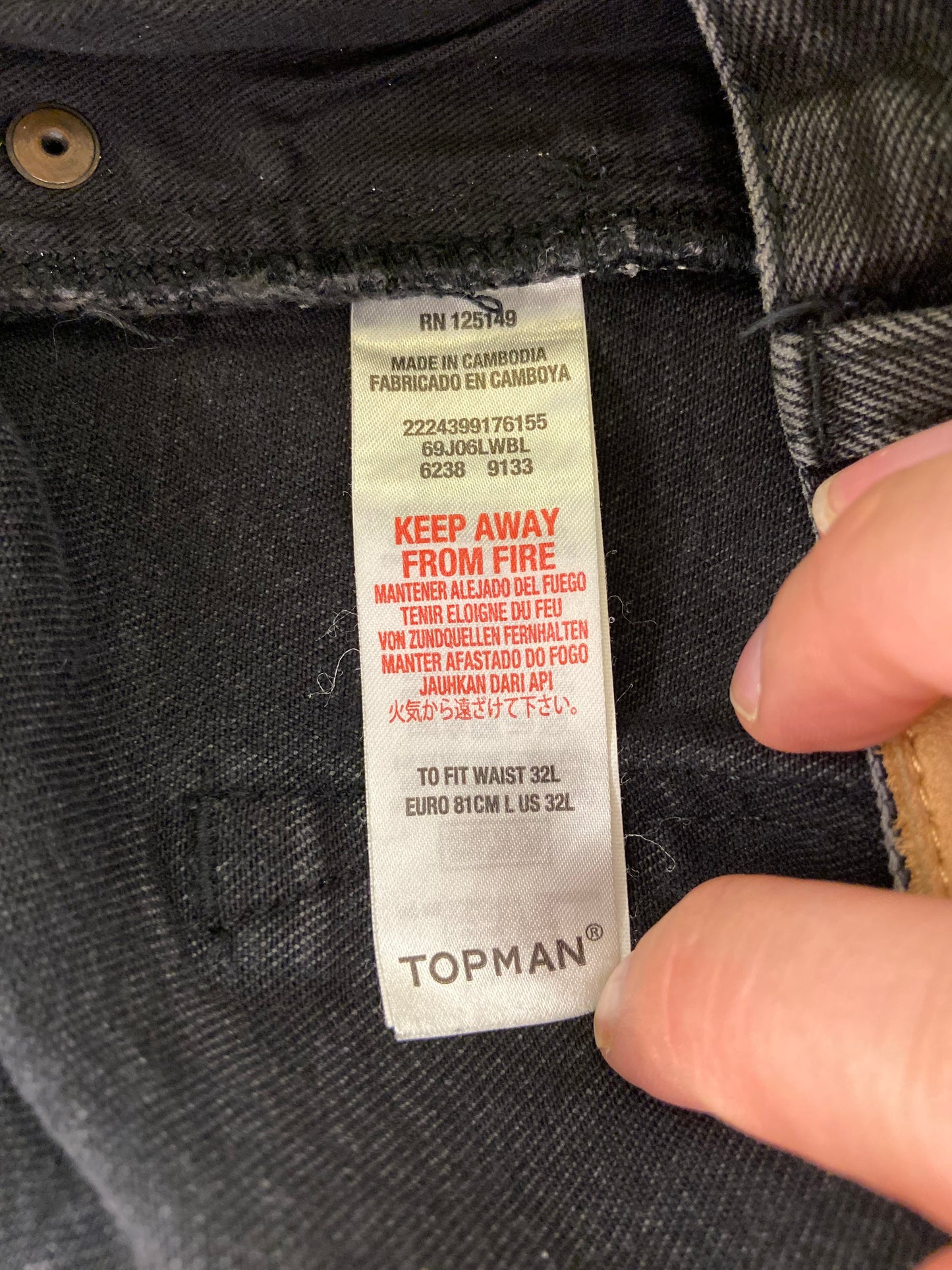 "TOPMAN" STRETCH SKINNY FIT BLACK JEANS