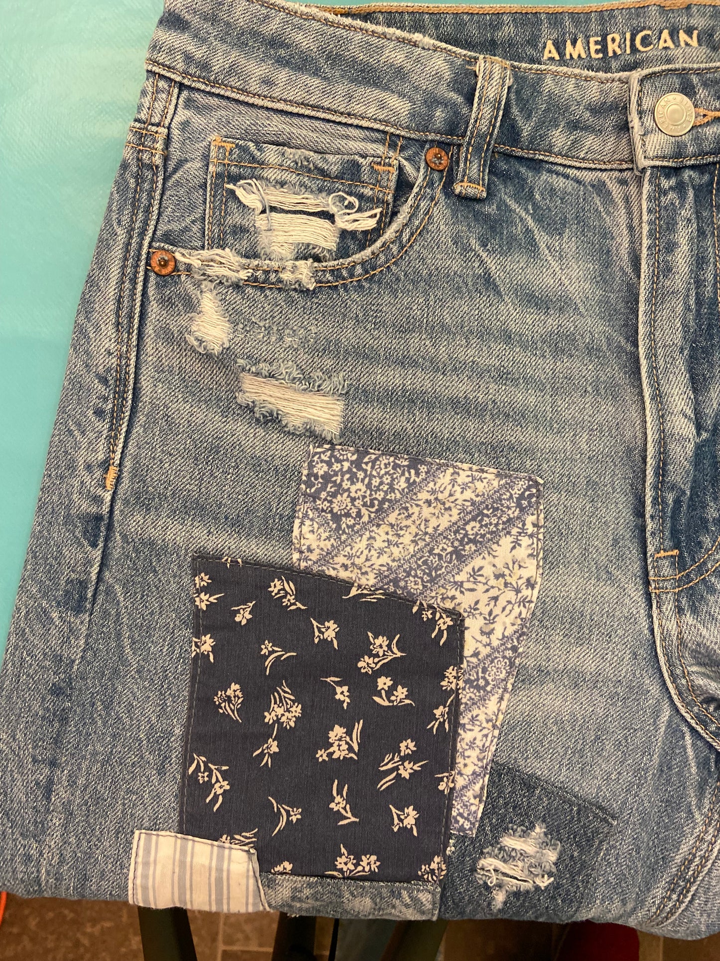 "ABERCROMBIE" PATCHWORK JEANS