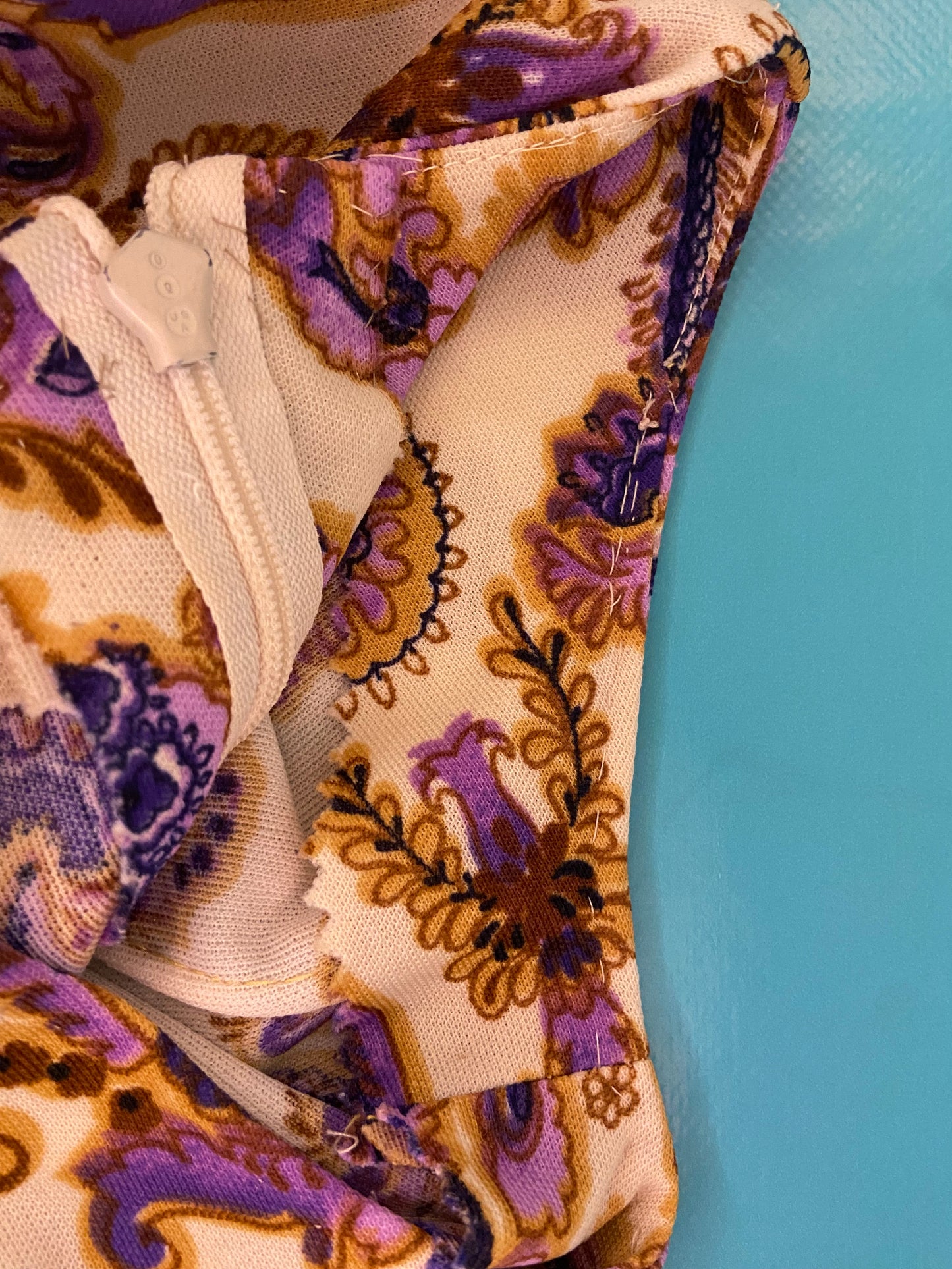 VINTAGE 60'S REGAL PAISLEY DROP WAISTED DRESS WITH PLEATED SKIRT