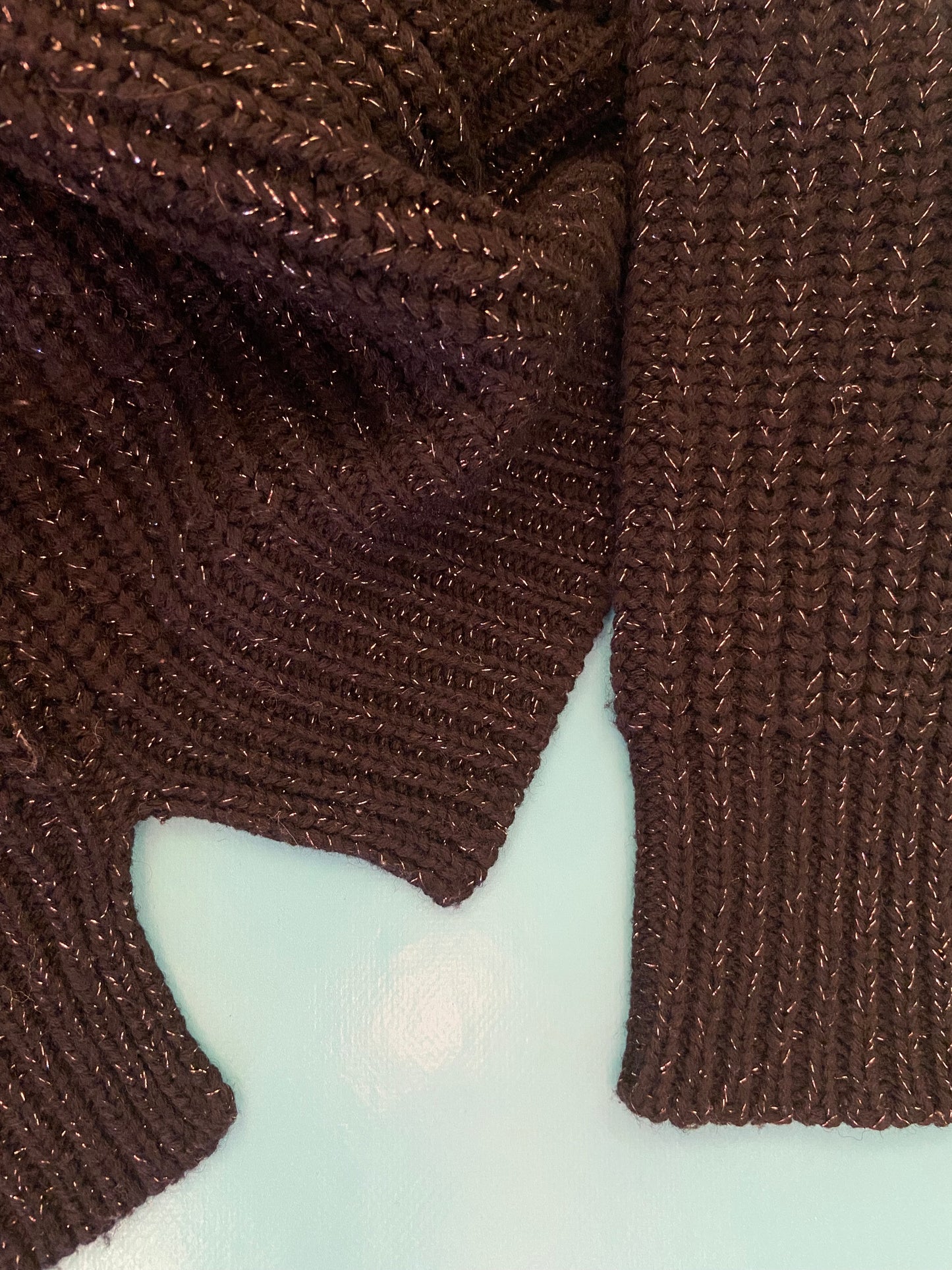 "CALVIN KELIN JEANS" BLACK GLITTERY TINSEL SWEATER