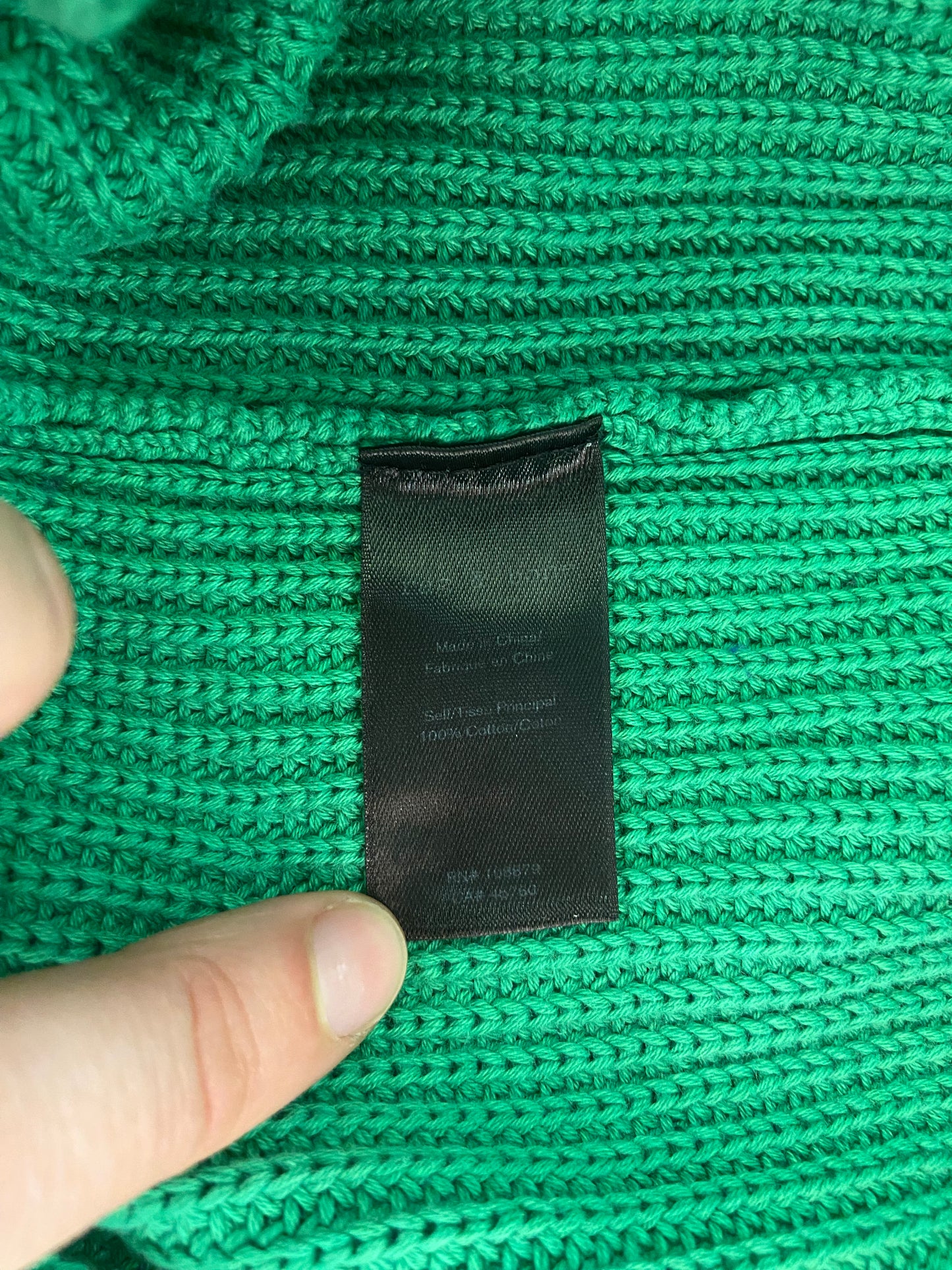 FUN GREEN VARSITY STYLE "RAG AND BONE" %100 COTTON SWEATER