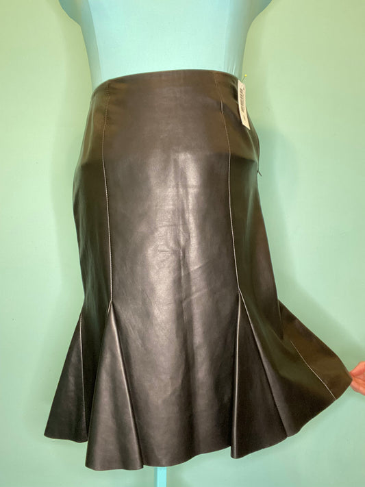 *** NEW "DANIER" BLACK LEATHER SKIRT WITH GODET DETAILING
