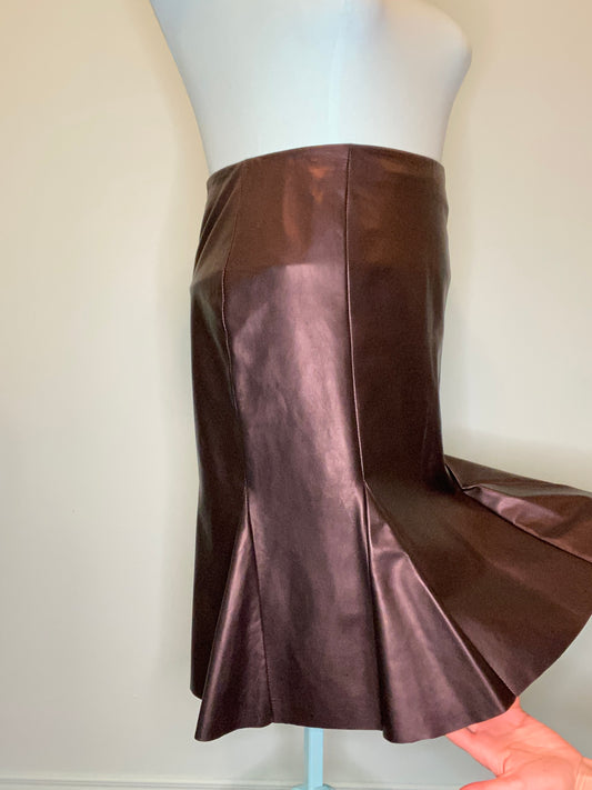 *** NEW "DANIER" BLACK LEATHER SKIRT WITH GODET DETAILING