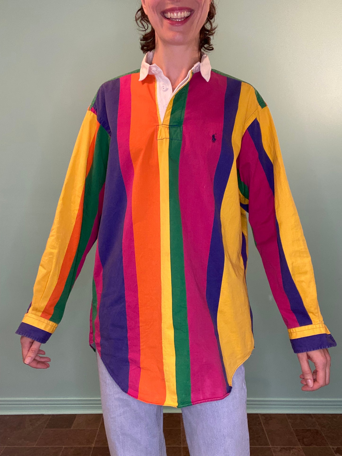ICONIC VINTAGE 90S "RALPH LAUREN" RAINBOW RUGBY SHIRT