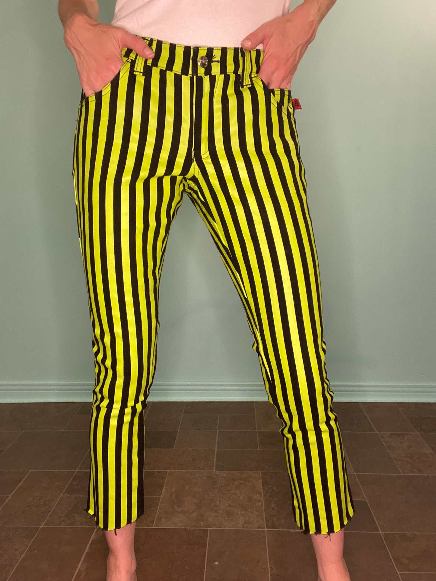 SPOOKY "TRIPP NYC" GREEN AND BLACK STRIPED JEANS