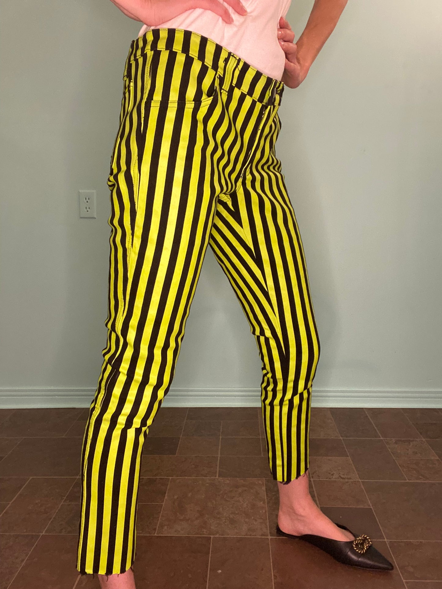 SPOOKY "TRIPP NYC" GREEN AND BLACK STRIPED JEANS