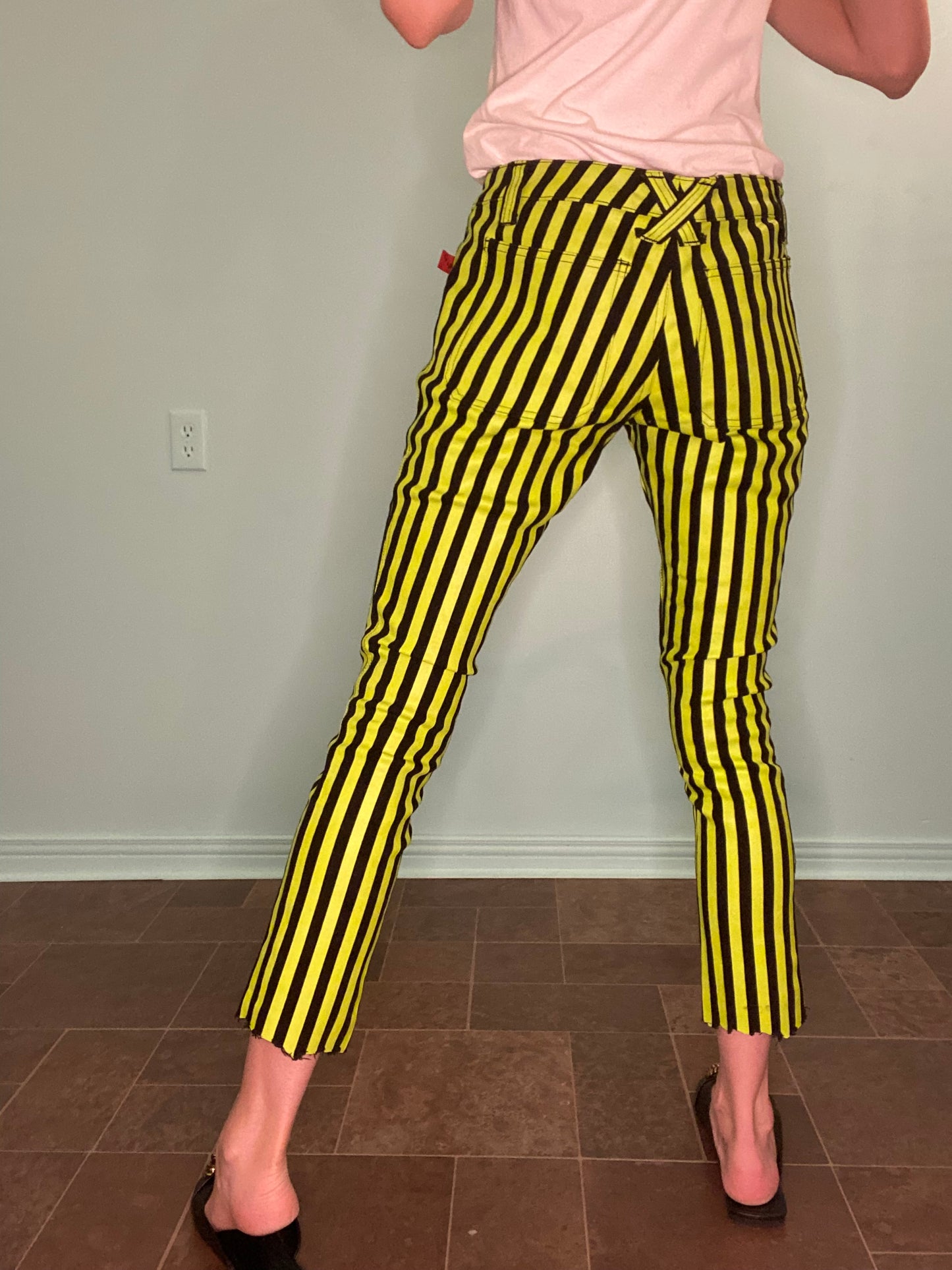 SPOOKY "TRIPP NYC" GREEN AND BLACK STRIPED JEANS