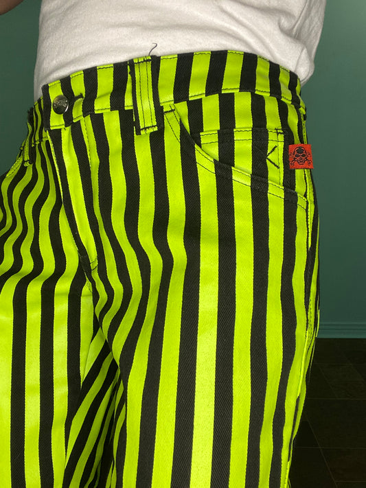 SPOOKY "TRIPP NYC" GREEN AND BLACK STRIPED JEANS