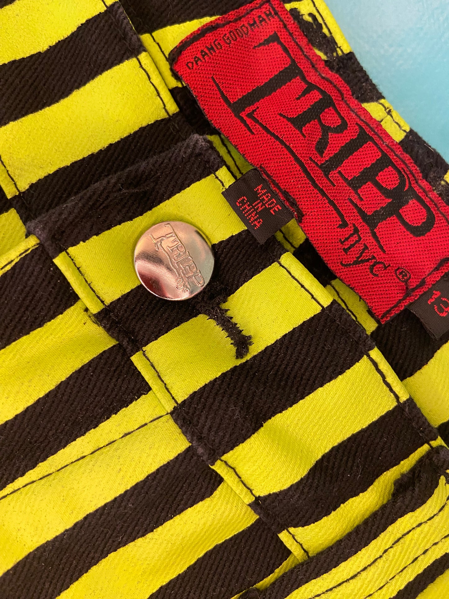 SPOOKY "TRIPP NYC" GREEN AND BLACK STRIPED JEANS