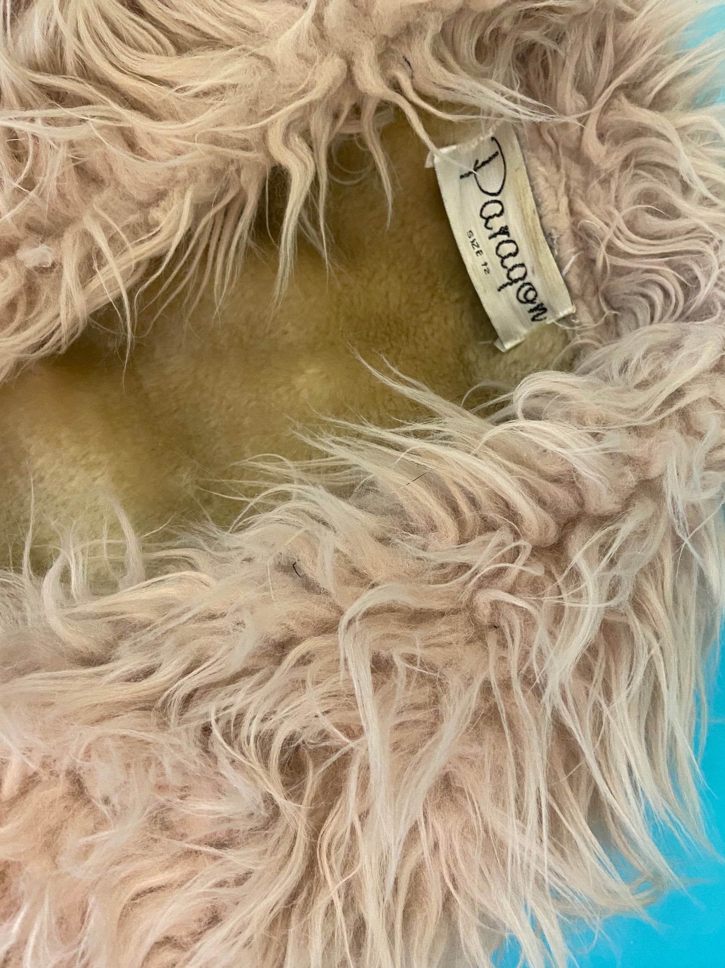 VINTAGE "PARAQON" FAUX SUEDE FUR COLLARED PENNY LANE TRENCH COAT