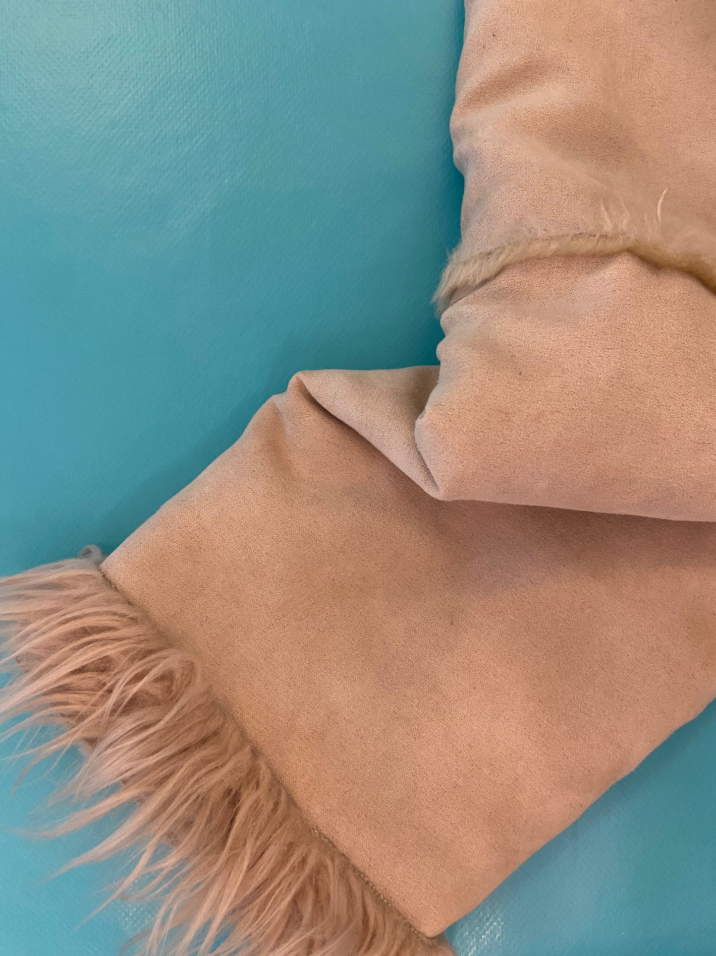 VINTAGE "PARAQON" FAUX SUEDE FUR COLLARED PENNY LANE TRENCH COAT