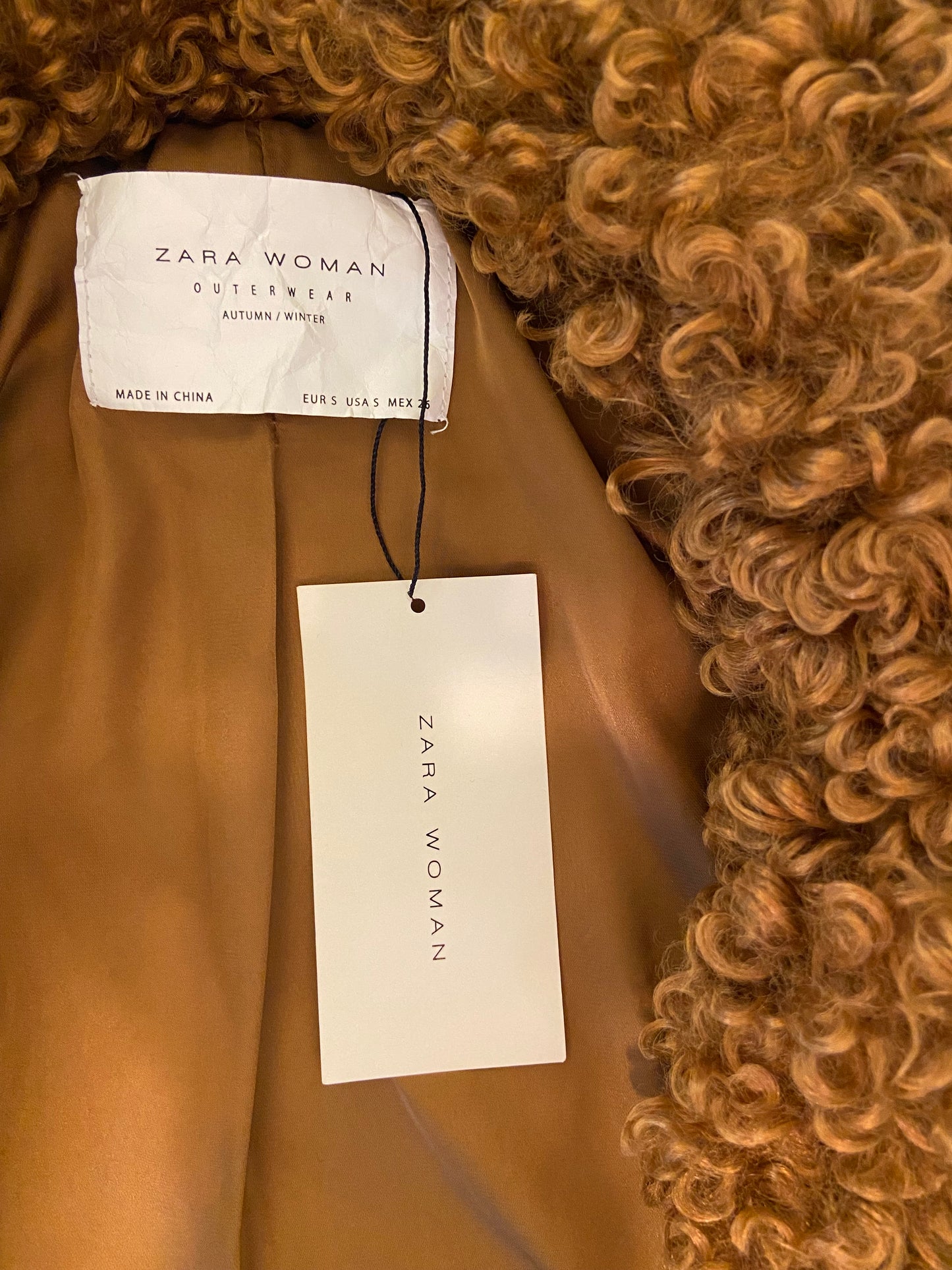 SUPER FUN "ZARA" ***NEW WITH TAGS CURLY FAUX FUR COAT
