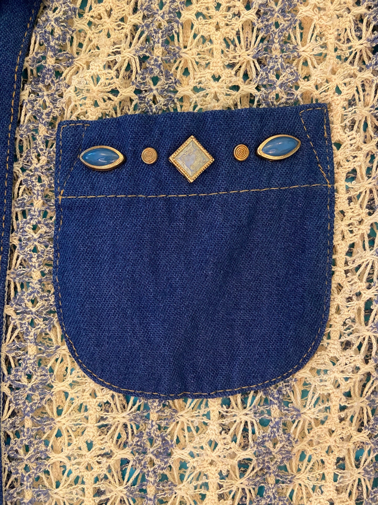 VINTAGE "CITY GIRL SPORT" DENIM AND KNIT VEST