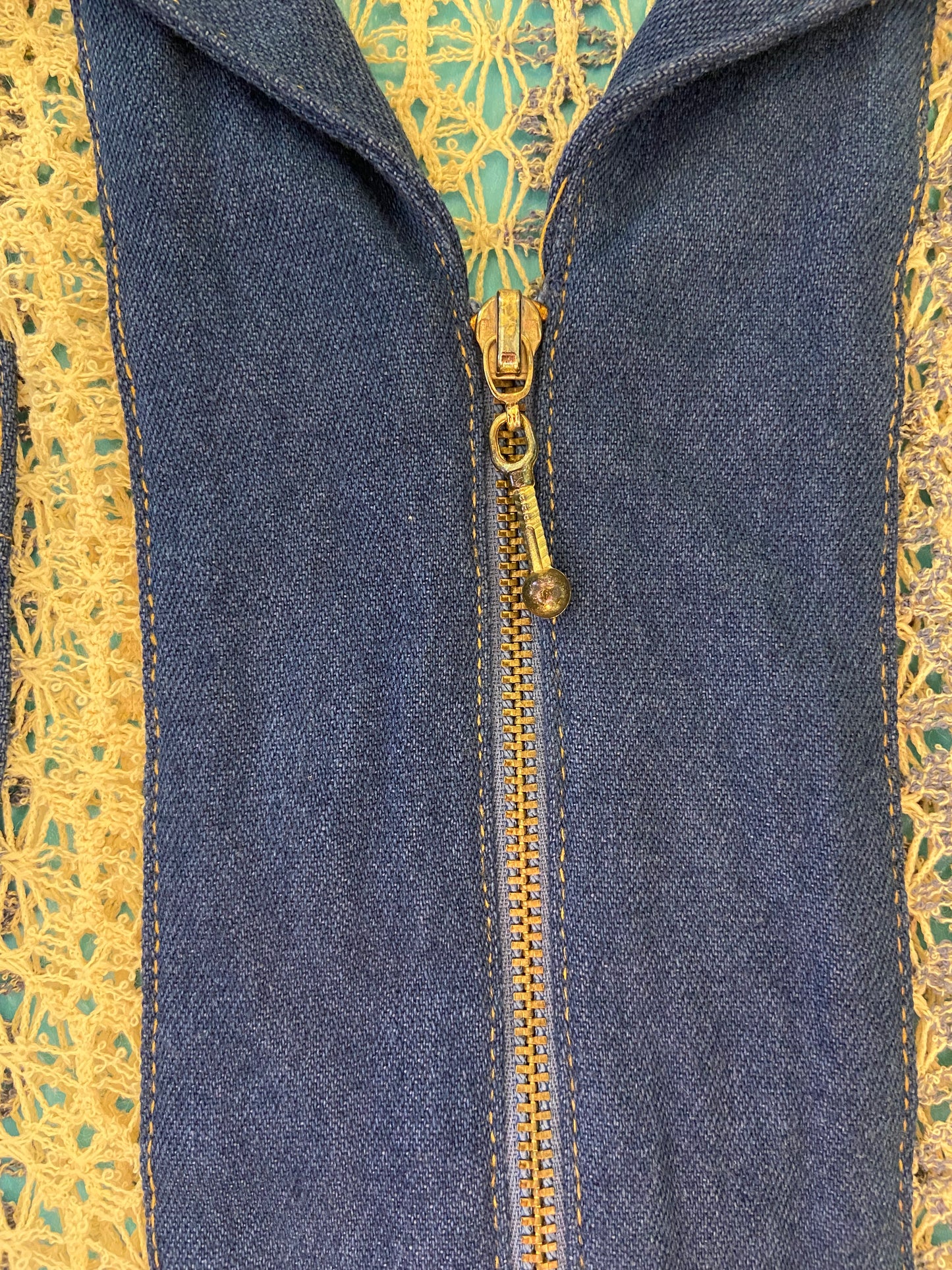 VINTAGE "CITY GIRL SPORT" DENIM AND KNIT VEST