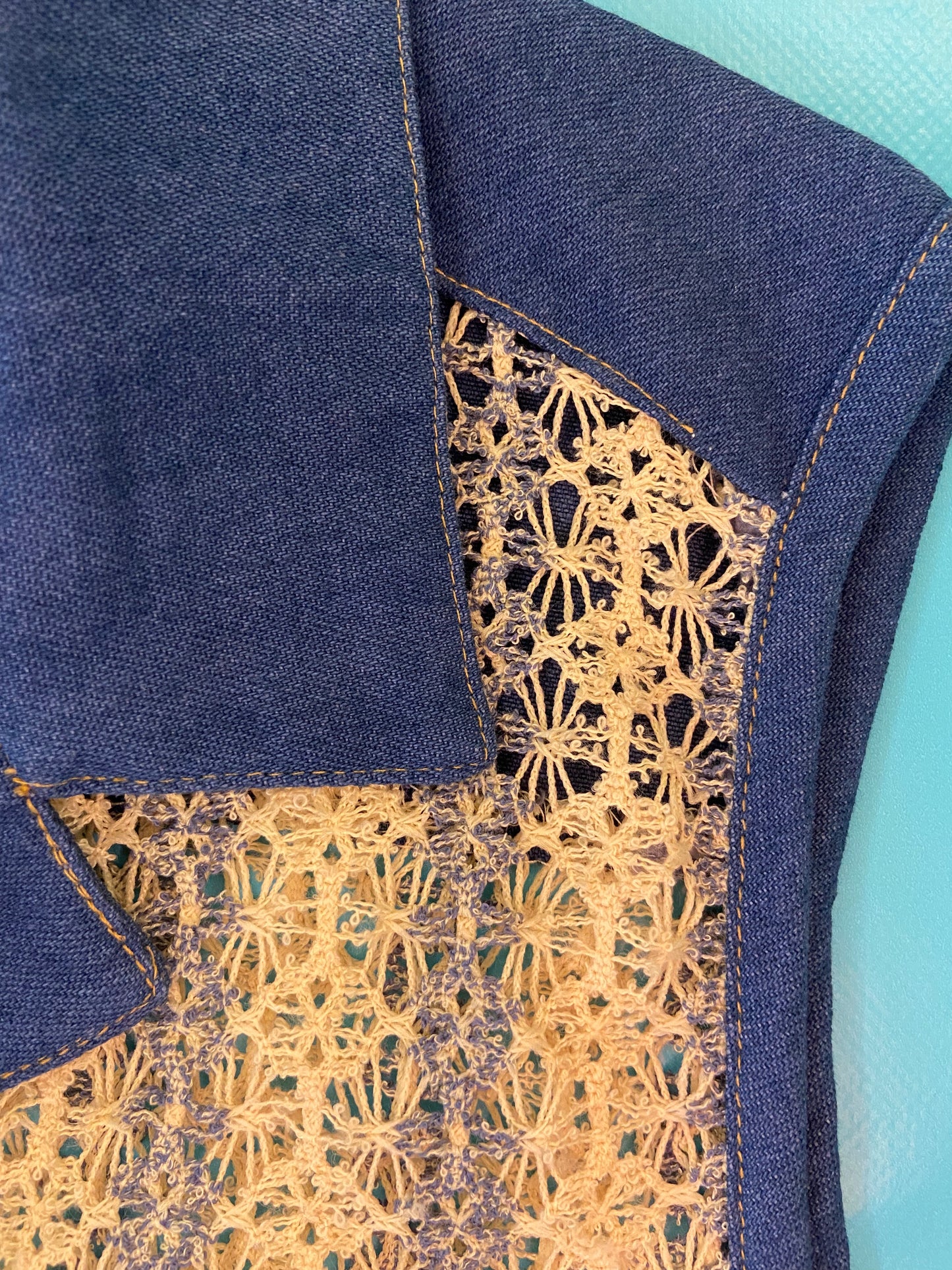 VINTAGE "CITY GIRL SPORT" DENIM AND KNIT VEST