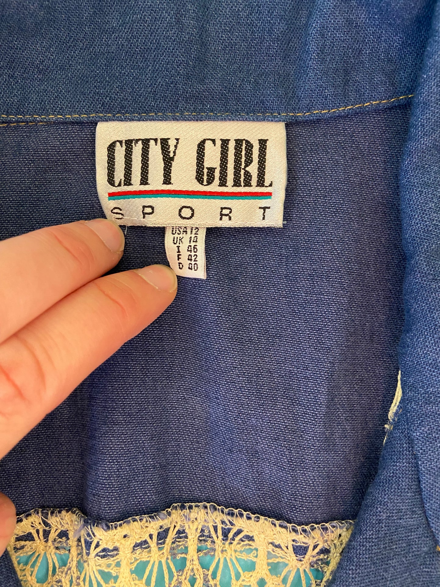 VINTAGE "CITY GIRL SPORT" DENIM AND KNIT VEST