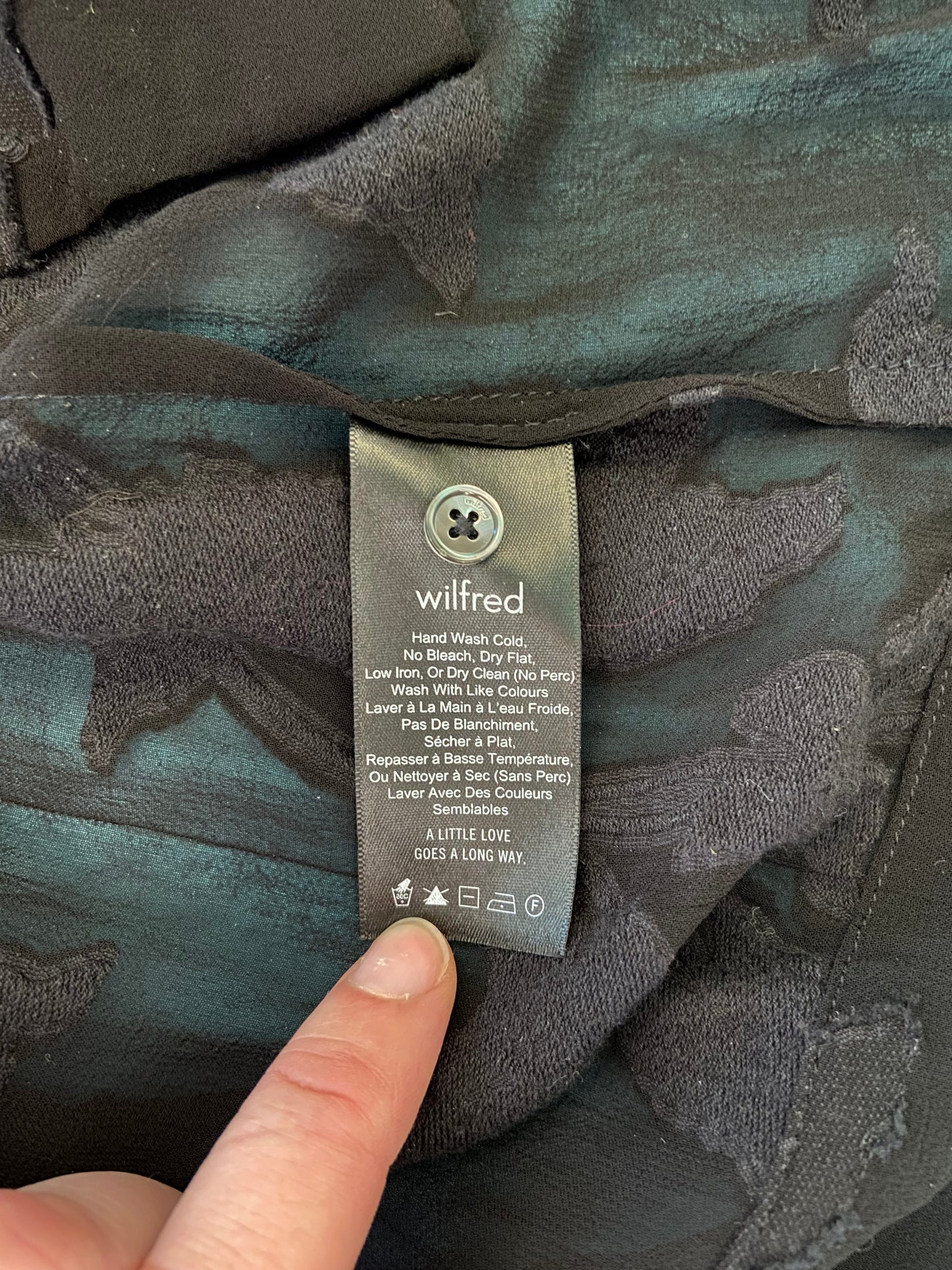 "WILFRED" SHEER BLACK SHIRT DRESS WITH FLORAL APPLIQUE