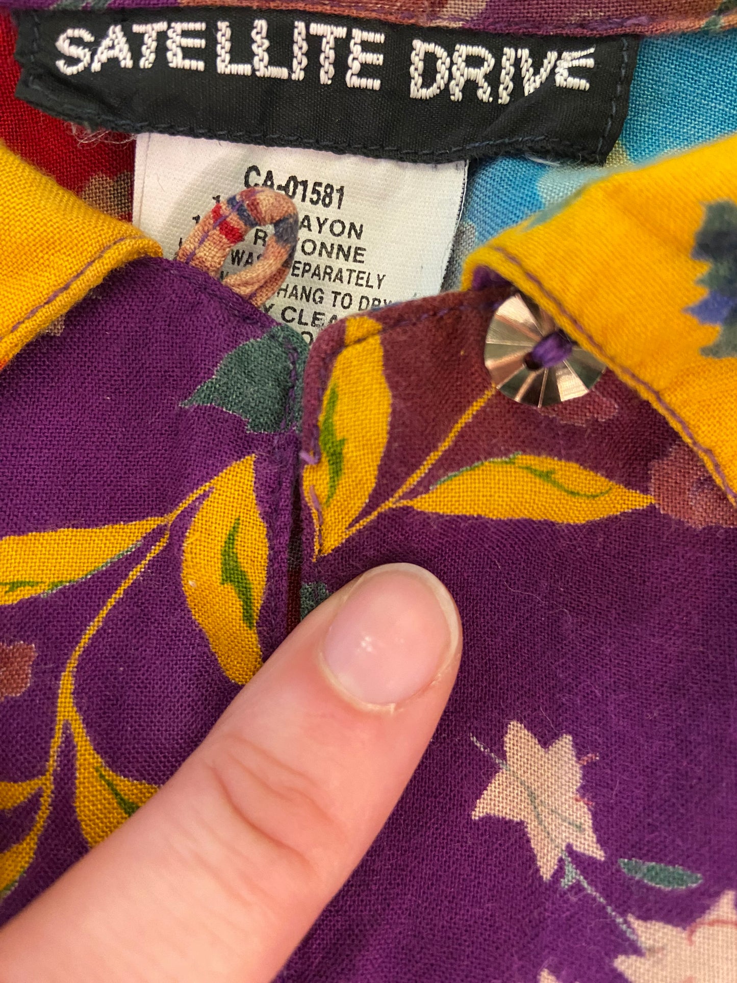 VINTAGE 90'S RAINBOW FLORAL PIRATE BLOUSE