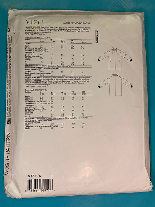 ***NEW UNCUT - "RACHEL CO MEY FOR VOGUE" JACKET SEWING PATTERN