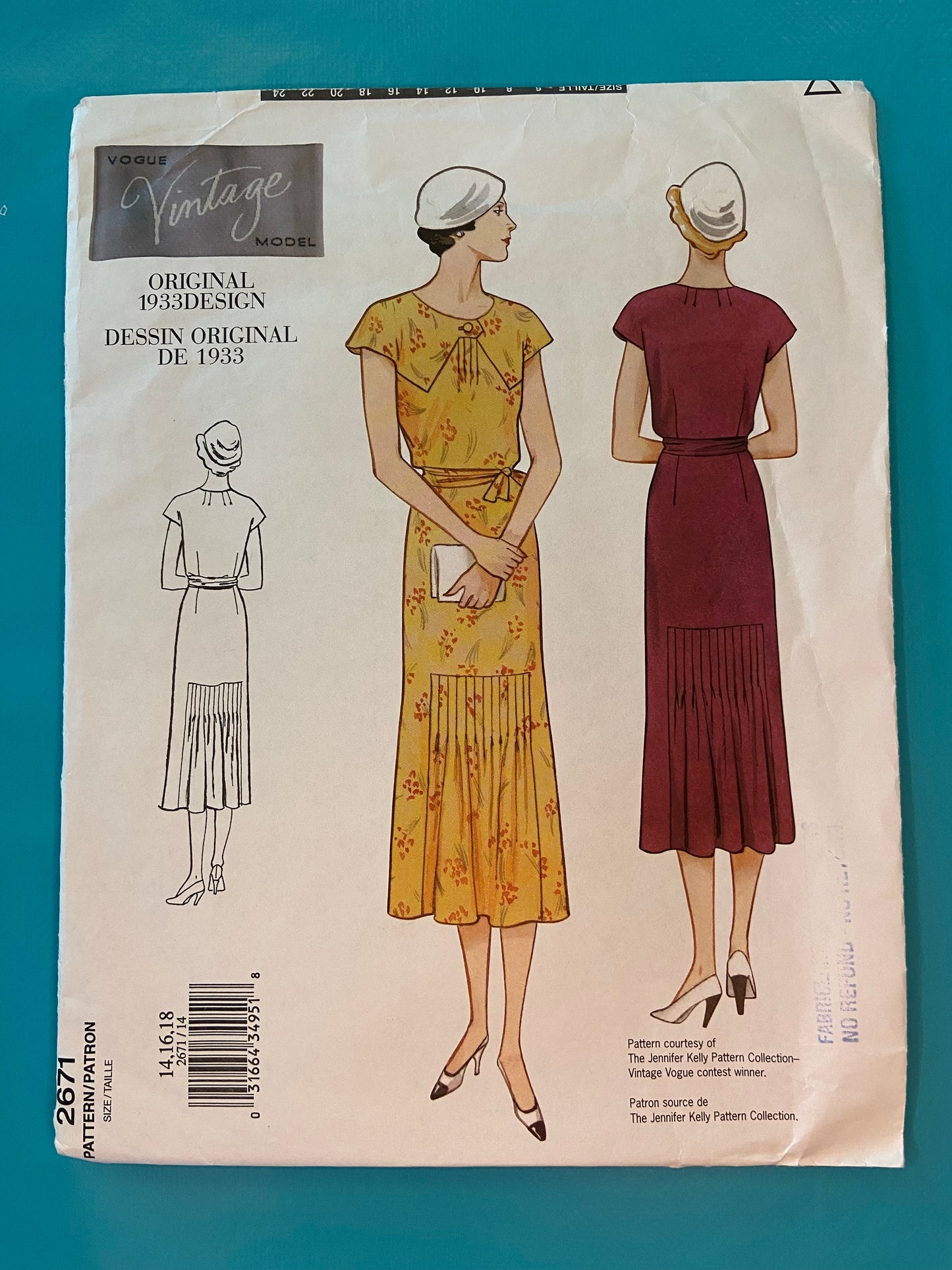***NEW UNCUT - "VOGUE VINTAGE REMAKE" DRESS AND BELT SEWING PATTERN