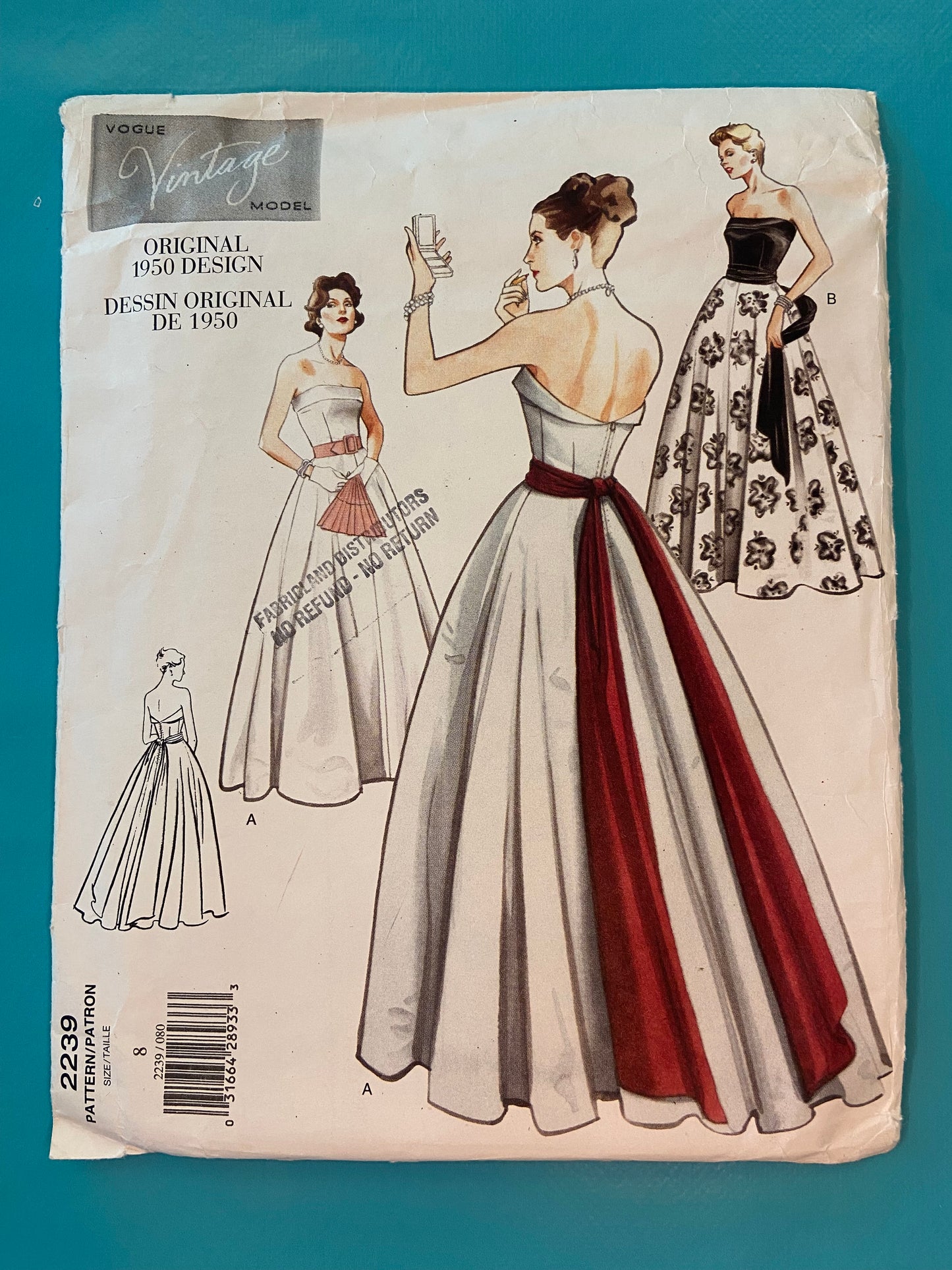 ***NEW UNCUT - "VOGUE VINTAGE REMAKE" STRAPLESS GOWN SEWING PATTERN