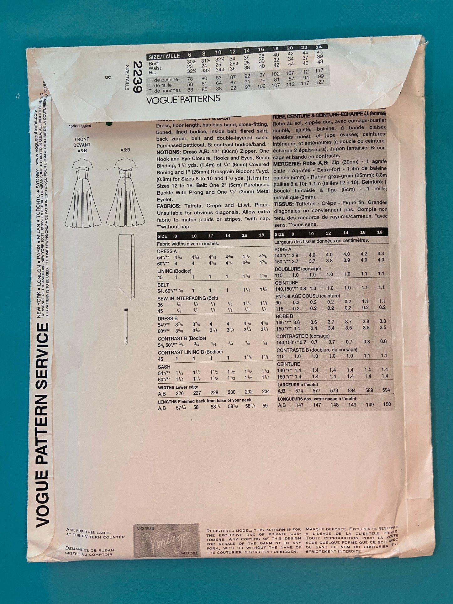 ***NEW UNCUT - "VOGUE VINTAGE REMAKE" STRAPLESS GOWN SEWING PATTERN