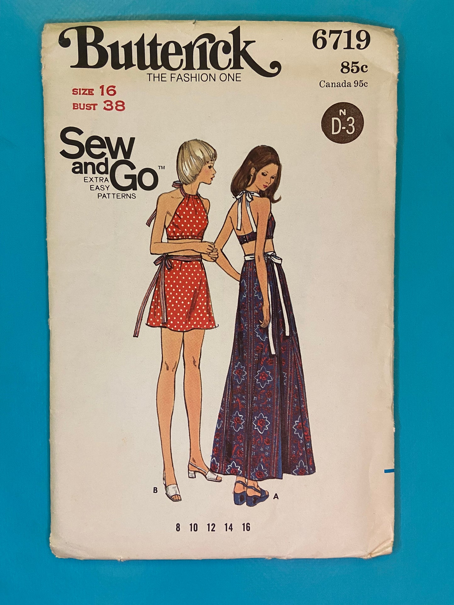 ***VINTAGE 70'S "BUTTERICK" HALTER AND SKIRT SEWING PATTERN