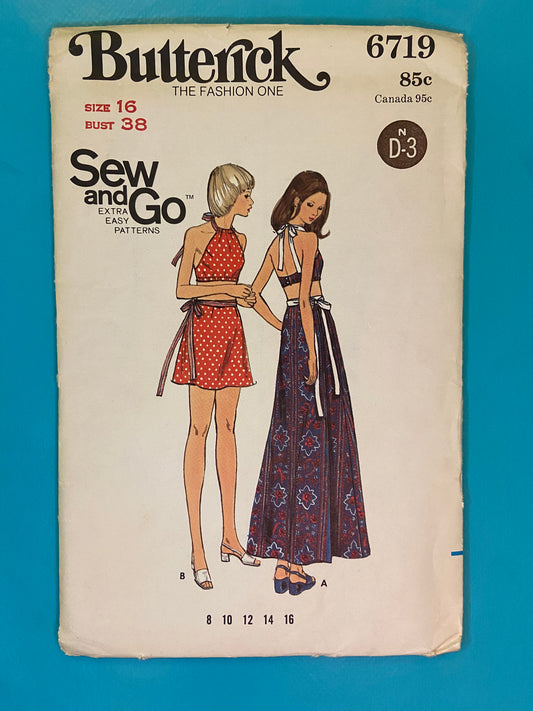 ***VINTAGE 70'S "BUTTERICK" HALTER AND SKIRT SEWING PATTERN