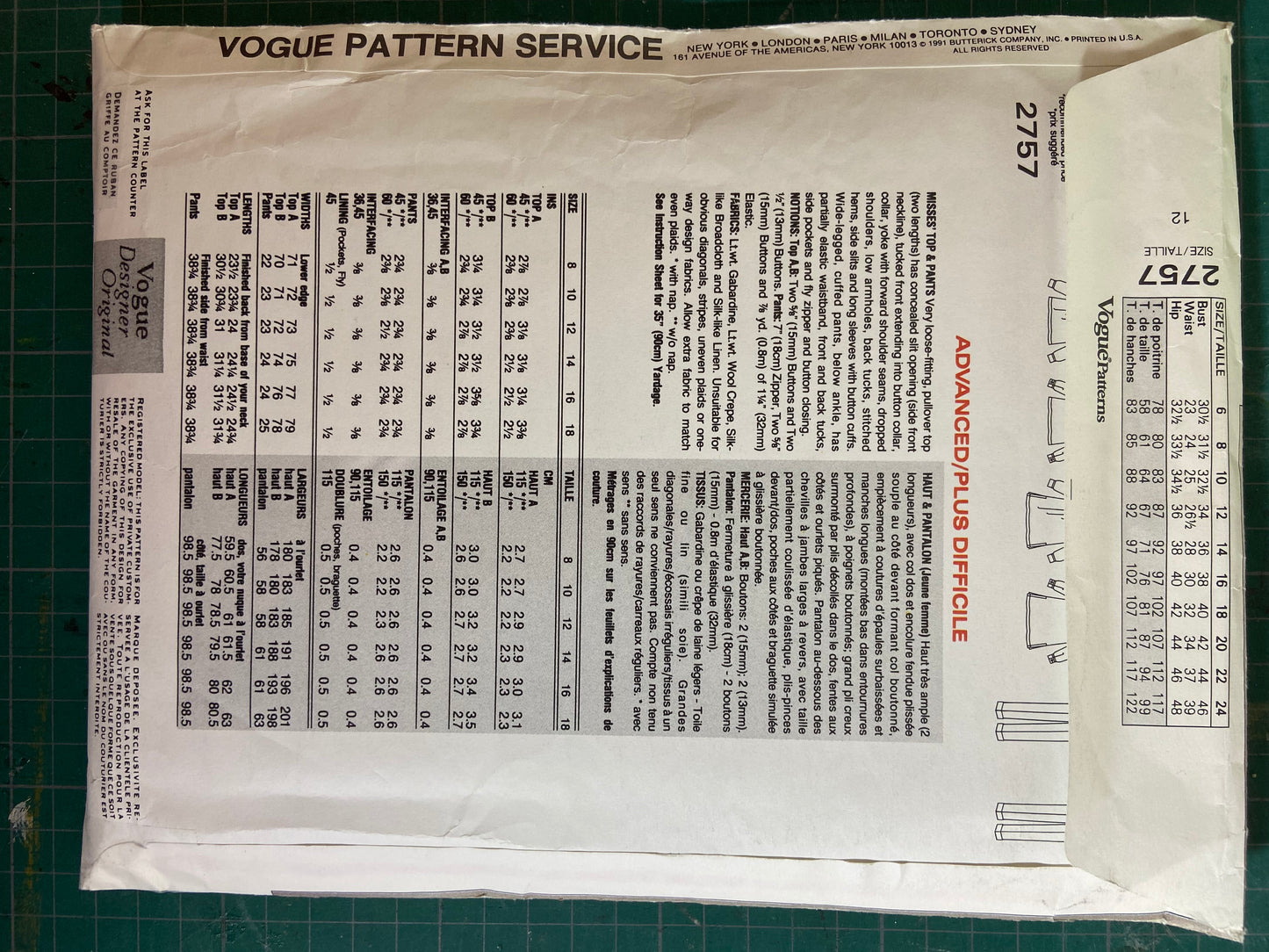 RARE VINTAGE 'ISSEY MIYAKE" TOP, PANTS AND DRESS SEWING PATTERN ***UNCUT