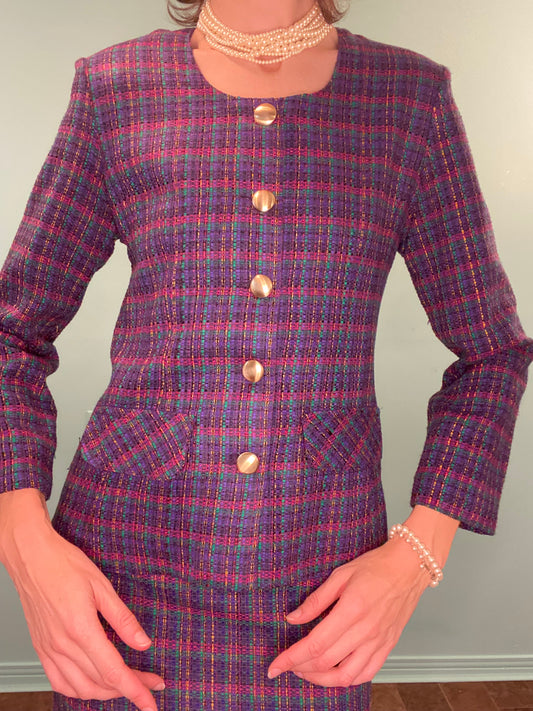 VINTAGE "REITMANS LIFE STYLE" PURPLE PLAID SUIT