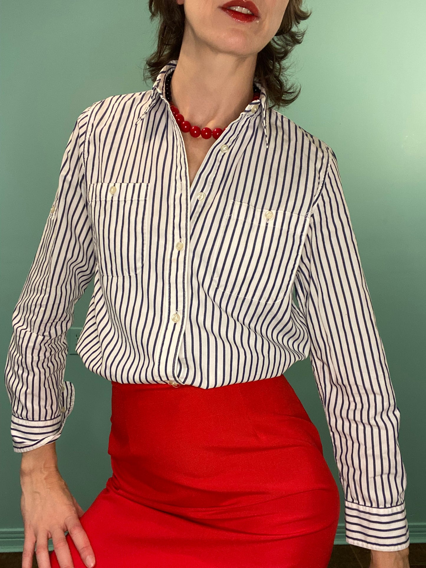 VINTAGE 90s "LAUREN by RALPH LAUREN" STRIPED OFFICE SHIRT