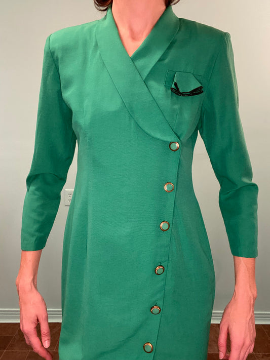 VINTAGE "ORITE PETITE" GREEN SUIT DRESS
