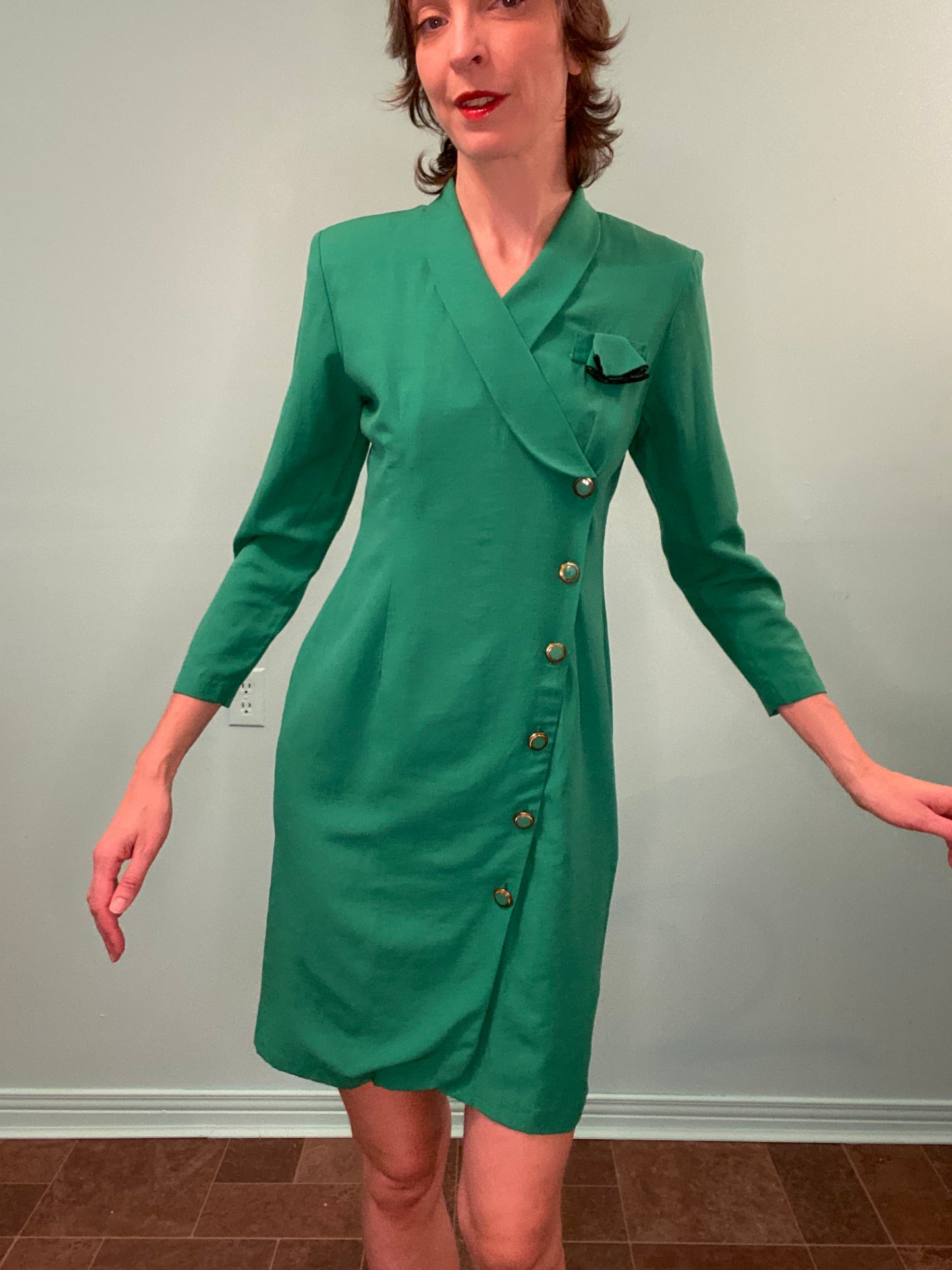 VINTAGE "ORITE PETITE" GREEN SUIT DRESS