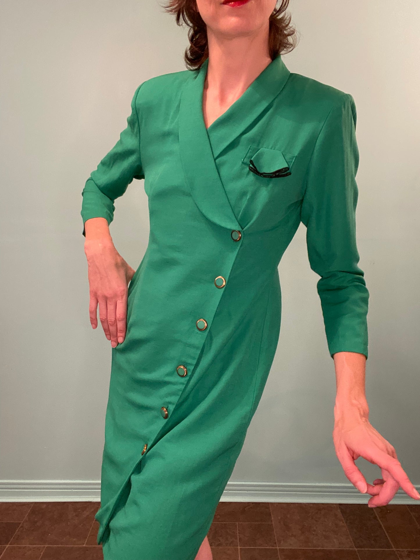 VINTAGE "ORITE PETITE" GREEN SUIT DRESS